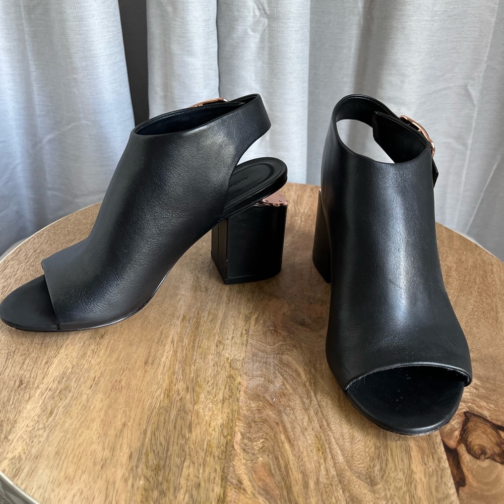 Alexander Wang Black and Rose Gold Sandals